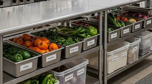 Fresh ingredients organised for inventory planning