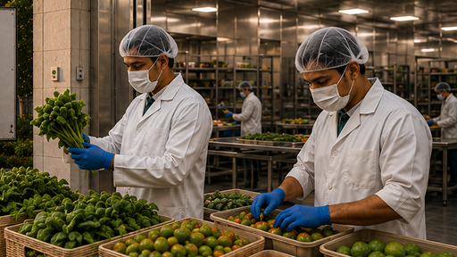 Fresh produce being weighed for inventory control